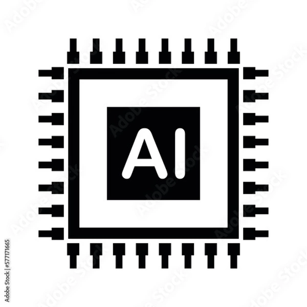 Fototapeta AI icon. Artificial intelligence icon. AI. Outline AI icon. Artificial intelligence sign. Vector illustration.