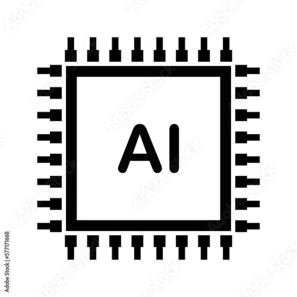 Fototapeta AI icon. Artificial intelligence icon. AI. Outline AI icon. Artificial intelligence sign. Vector illustration.
