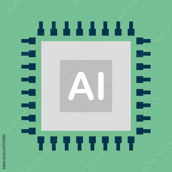 Fototapeta Artificial intelligence. AI. Outline AI icon. Artificial intelligence sign. Vector illustration.