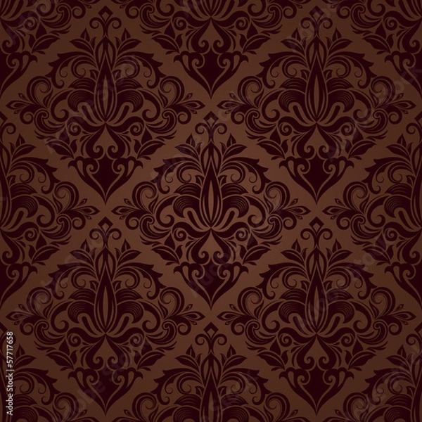Obraz Seamless brown floral vector wallpaper pattern.