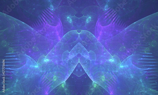 Obraz Bright neon symmetric abstract illustration.