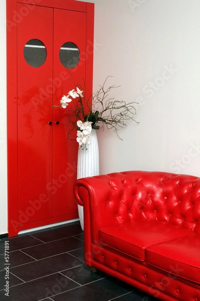 Fototapeta Red sofa, Japanese style room