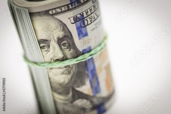 Fototapeta Abstract Roll of Newly Designed One Hundred Dollar Bills