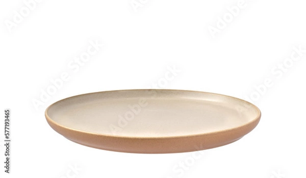 Obraz Empty beige stoneware dinner plate isolated cutout on transparent