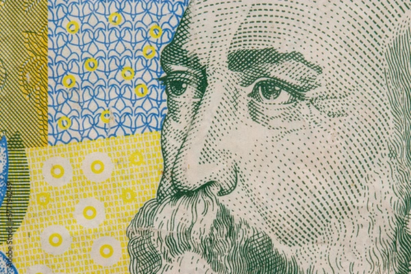 Fototapeta Detail of a Romanian Leu banknote