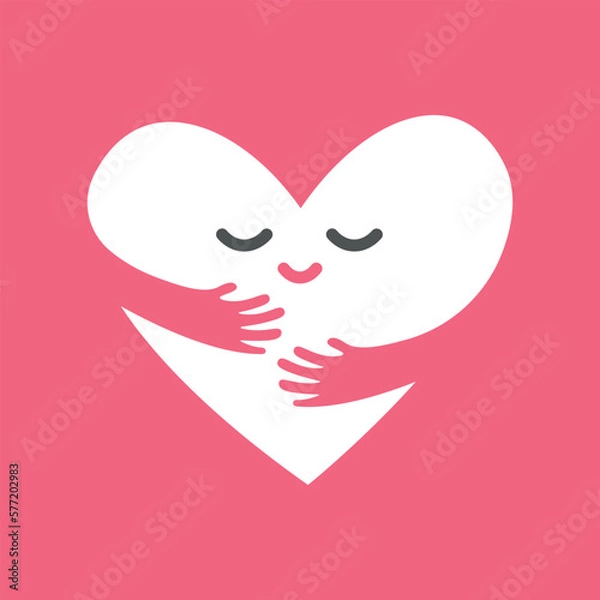 Obraz Valentines day red and off-white greeting card vector set with modern calligraphy love messages. You are my happy place, always and forever, be my Valentine. Vector card designs with hand drawn hearts