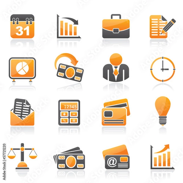 Fototapeta Business and office icons - vector icon set