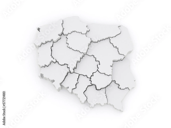 Obraz Trójwymiarowa mapa Polski.