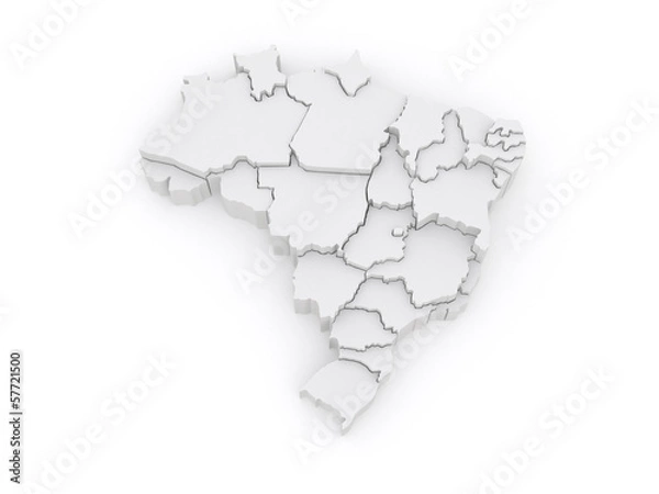 Obraz Trójwymiarowa mapa Brazylii.
