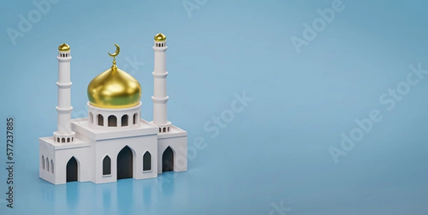 Fototapeta Ramadan Kareem. Eid Mubarak background for web banner. Mosque. Arabic mescit. 3d render image.  
