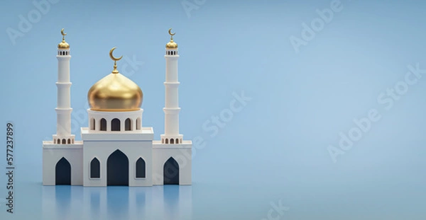 Fototapeta Ramadan Kareem. Eid Mubarak background for web banner. Mosque. Arabic mescit. 3d render image.  
