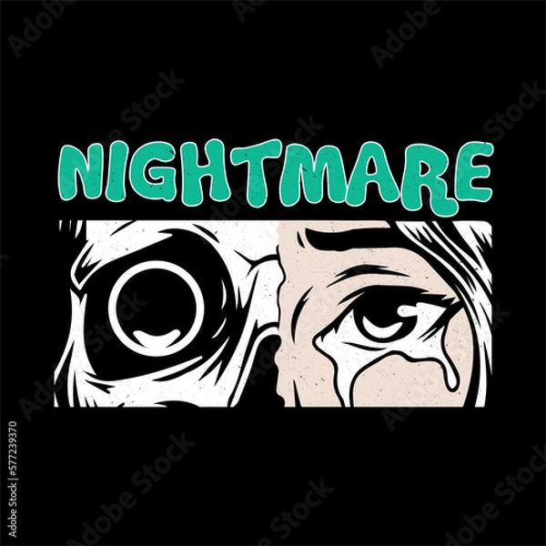 Fototapeta woman crying eyes with a skull. vector illustration