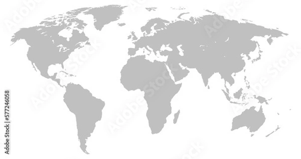 Fototapeta World map isolated on transparent background png file.