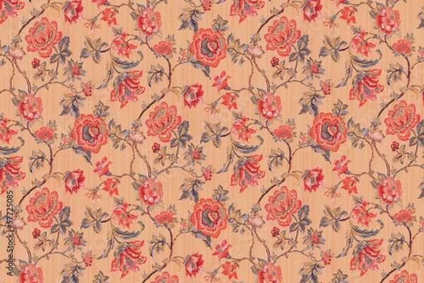 Fototapeta Rose pattern on fabric as background