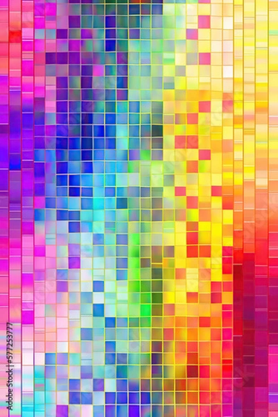 Fototapeta mosaic_tile_rainbow_colors_translucent_random_rows
