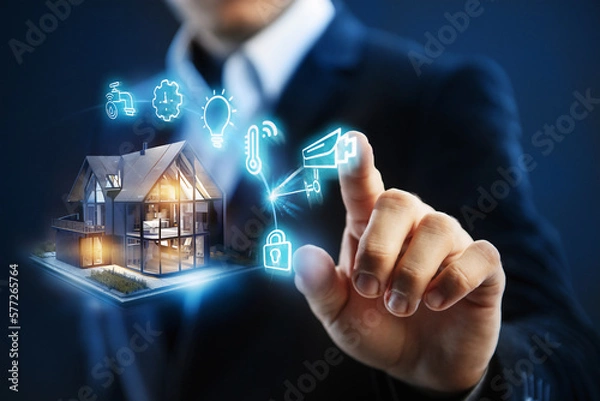 Fototapeta Smart home concept. Remote control and home management