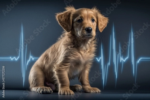 Fototapeta Veterinary concept ,pulse, dog's heartbeat. Generative AI.