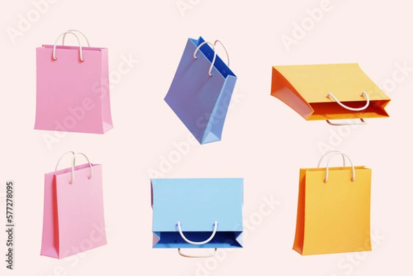 Fototapeta Colorful shopping bag elements set