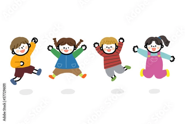 Obraz ジャンプして喜ぶ子供たち