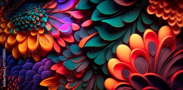Obraz A colorful floral patterned background with a psychedelic twist. Generative AI