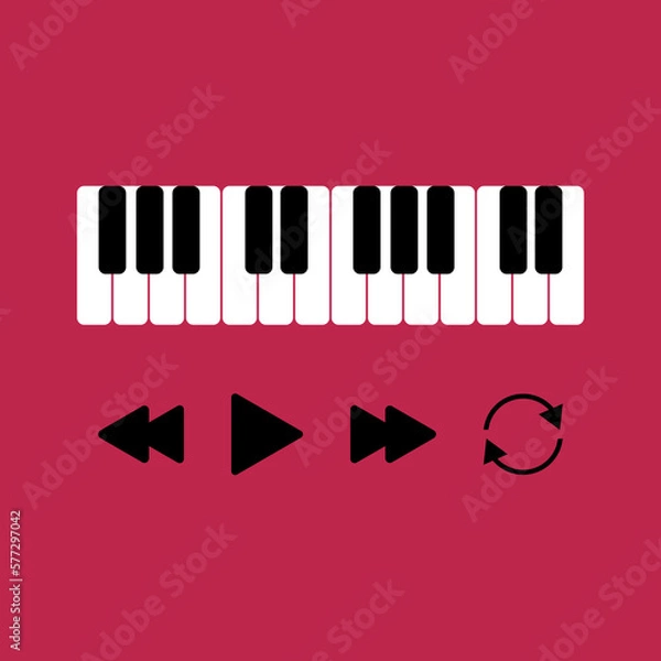 Fototapeta piano keys isolated on a viva magenta background. Vector illustration	