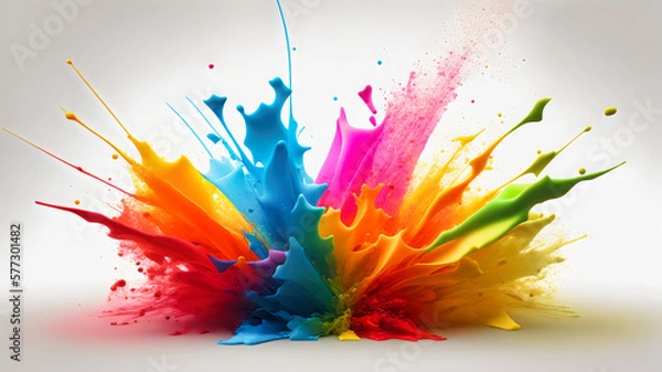 Obraz abstract wallpaper with exploding rainbow water splash paint with vivid colors on white background