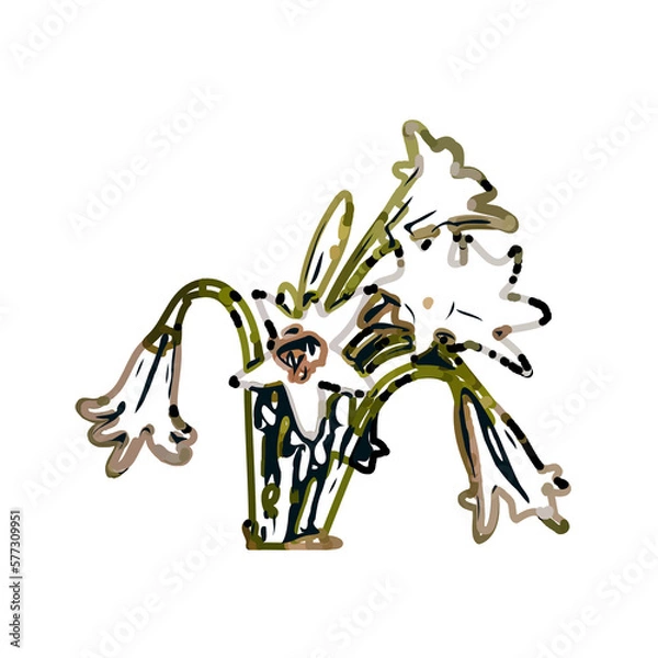 Fototapeta Color sketch of lilies with transparent background