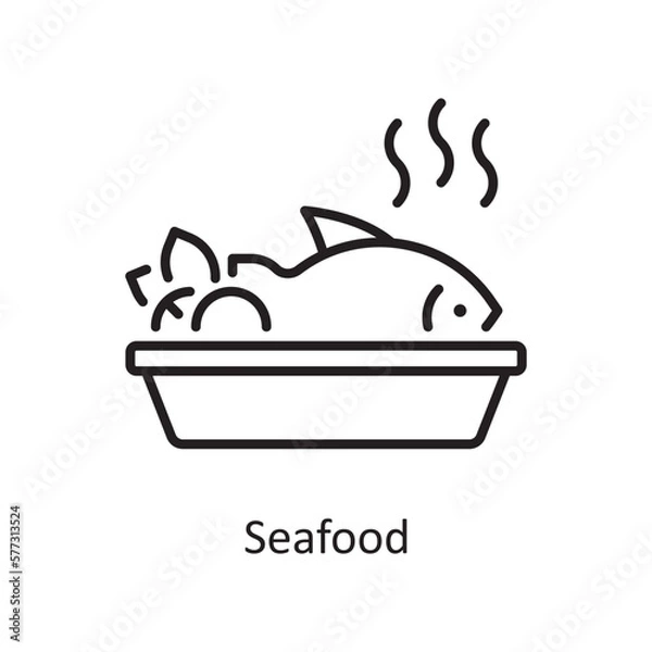 Fototapeta Seafood Vector Outline Icon Design illustration. Grocery Symbol on White background EPS 10 File