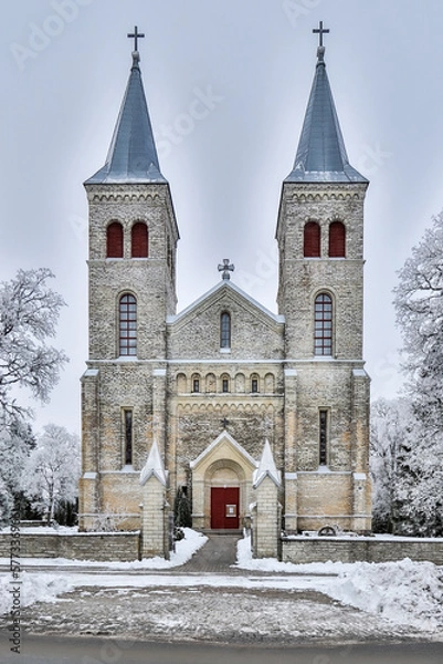 Obraz A historic church in the town of Rapla in Estonia