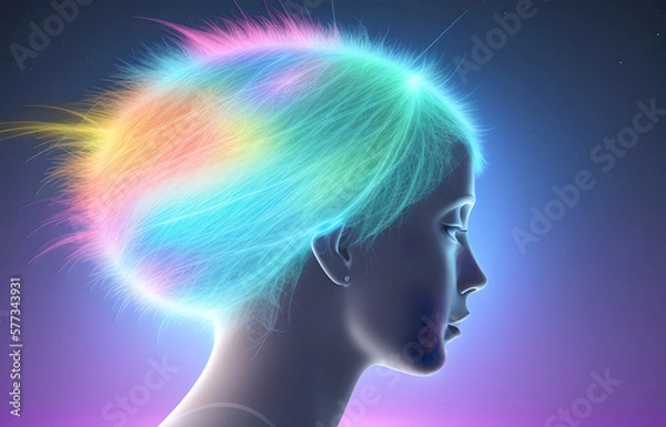 Obraz Human mental energy abstract illustration, generated ai