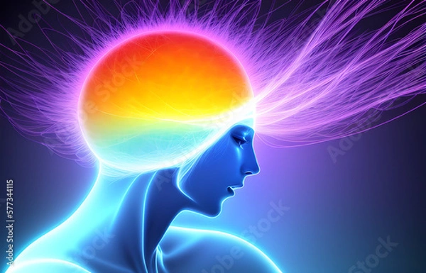 Obraz Human mental energy abstract illustration, generated ai