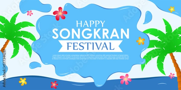 Fototapeta Vector illustration of Happy Songkran Festival wishes greeting card