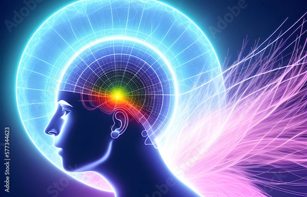 Obraz Human mental energy abstract illustration, generated ai