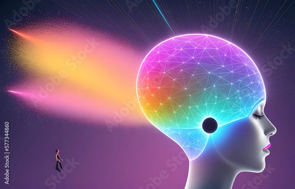 Obraz Human mental energy abstract illustration, generated ai