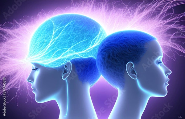 Obraz Human mental energy abstract illustration, generated ai