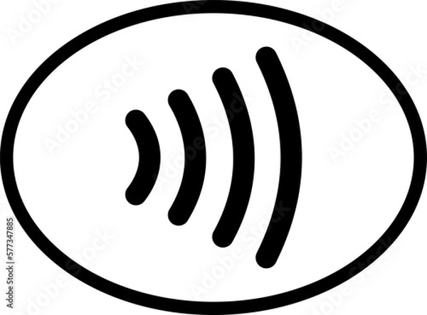 Fototapeta Contactless payment icon isolated on white. Credit card hand, wireless NFC pay wave and contactless pay pass logo. Vector illustration