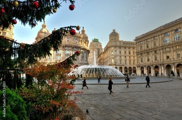 Obraz Genova, Piazza de Ferrari a Natale
