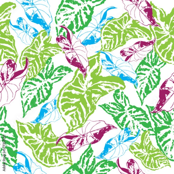 Fototapeta Heart Leaves Vector Repeat Pattern 1