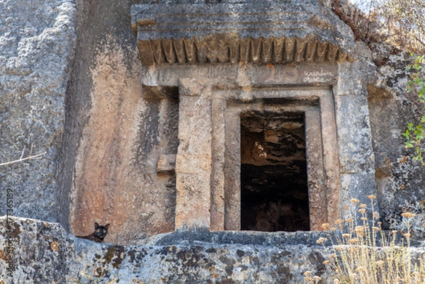 Obraz Rock king tombs, symbols of Fethiye city, Amyntas Rock Tombs, Mugla, Turkey.