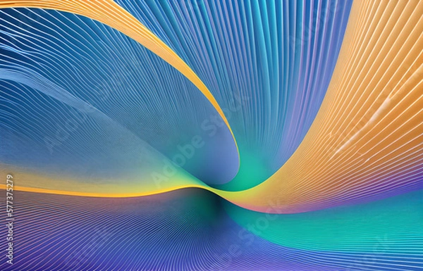 Obraz Wave of particles. Abstract background with a dynamic wave. Big data visualization