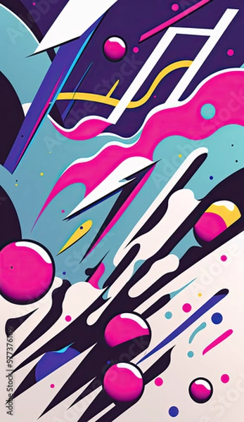 Obraz Trendy 90s style background, Memphis, Generative AI