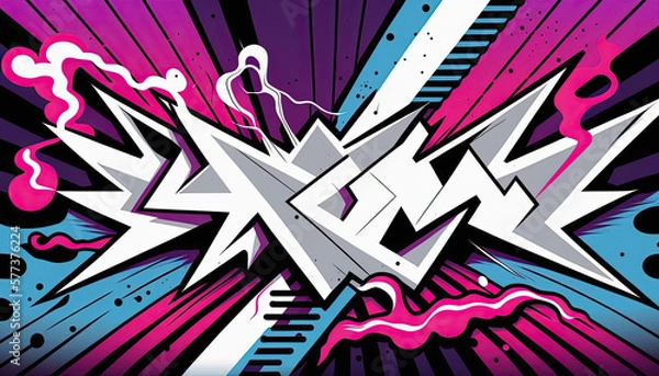 Fototapeta Trendy 90s style background, Memphis, Generative AI