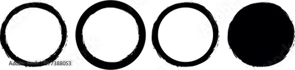Obraz Grunge brush textures, set circle splash isolated for print on transparent background, PNG illustration