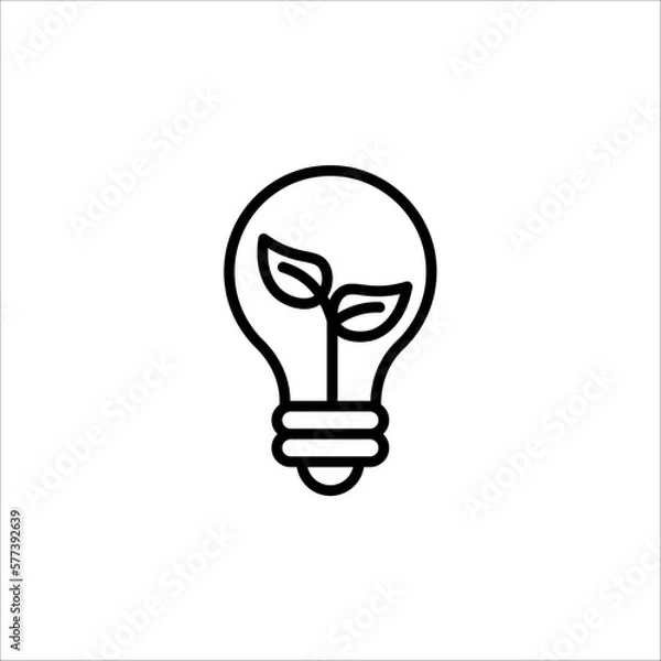 Fototapeta Ecology bulb lamp with leaf icon. Energy saving lamp symbol, Eco friendly on white background