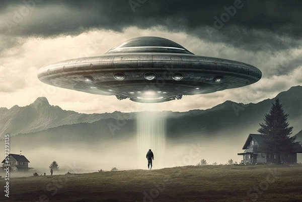 Obraz ufo in the background created with Generative AI technology