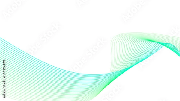 Obraz turquoise green tech wavy lines gradient vector illustration