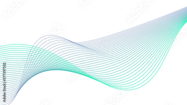 Obraz cyan blue green purple tech wavy lines gradient vector illustration