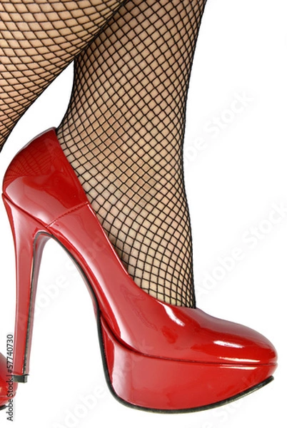 Obraz The sensual legs in fishnet stockings