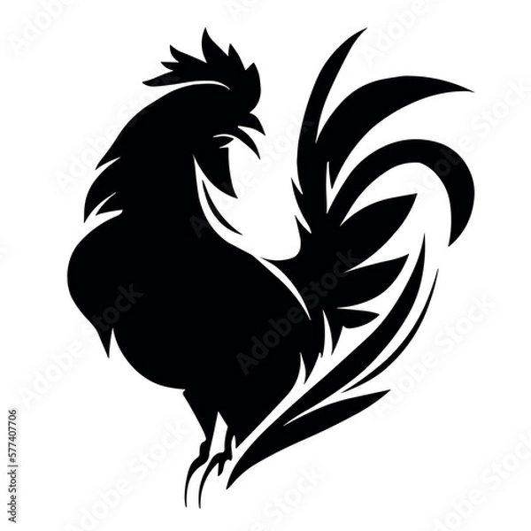 Fototapeta black and white rooster