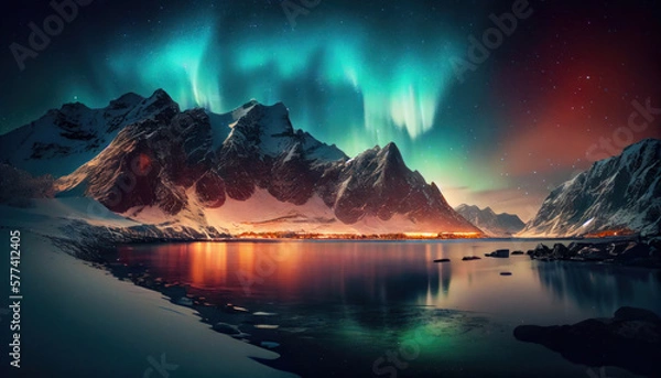 Fototapeta Aurora Borealis Generate Ai